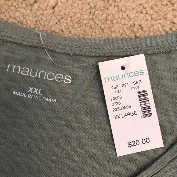 Maurices V Neck Short Sleeve Tee NEW Women XXL Army Green Twist Knot Lightweight - Picture 4 of 9